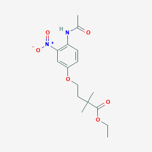 molecular formula C16H22N2O6 B13884511 Ethyl 4-[4-(acetylamino)-3-nitrophenoxy]-2,2-dimethylbutanoate 