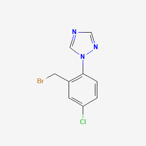 molecular formula C9H7BrClN3 B13884534 1-[2-(bromomethyl)-4-chlorophenyl]-1H-1,2,4-Triazole CAS No. 404922-80-1