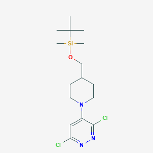 molecular formula C16H27Cl2N3OSi B13884579 Tert-butyl-[[1-(3,6-dichloropyridazin-4-yl)piperidin-4-yl]methoxy]-dimethylsilane 