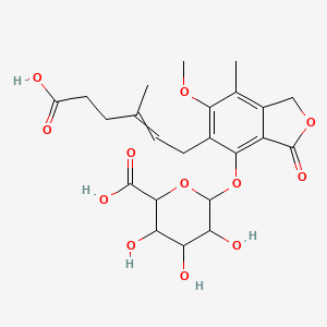 molecular formula C23H28O12 B13884593 6-[[5-(5-carboxy-3-methylpent-2-enyl)-6-methoxy-7-methyl-3-oxo-1H-2-benzofuran-4-yl]oxy]-3,4,5-trihydroxyoxane-2-carboxylic acid 