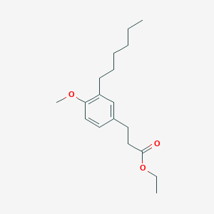 molecular formula C18H28O3 B13884596 Ethyl 3-(3-hexyl-4-methoxyphenyl)propanoate 