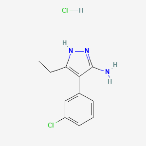 molecular formula C11H13Cl2N3 B1388464 4-(3-Chlorophenyl)-3-ethyl-1H-pyrazol-5-amine hydrochloride CAS No. 1240044-66-9