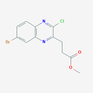 molecular formula C12H10BrClN2O2 B13884732 Methyl 3-(7-bromo-3-chloroquinoxalin-2-yl)propanoate 