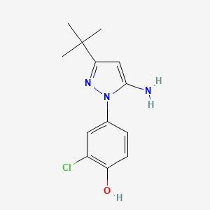 molecular formula C13H16ClN3O B13884745 4-(5-amino-3-tert-butyl-1H-pyrazol-1-yl)-2-chlorophenol 
