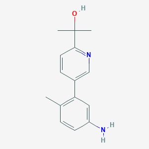 molecular formula C15H18N2O B13884753 2-(5-(5-Amino-2-methylphenyl)pyridin-2-yl)propan-2-ol 