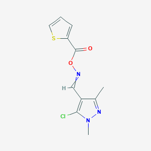 molecular formula C11H10ClN3O2S B13884823 [(5-Chloro-1,3-dimethylpyrazol-4-yl)methylideneamino] thiophene-2-carboxylate 