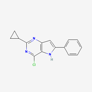 molecular formula C15H12ClN3 B13884885 4-chloro-2-cyclopropyl-6-phenyl-5H-pyrrolo[3,2-d]pyrimidine 