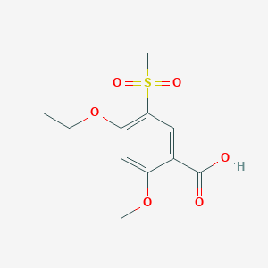 molecular formula C11H14O6S B13884890 4-Ethoxy-2-methoxy-5-methylsulfonylbenzoic acid 