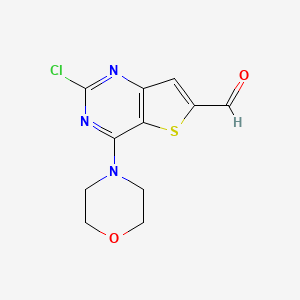 molecular formula C11H10ClN3O2S B1388490 2-Chloro-4-morpholinothieno[3,2-d]pyrimidine-6-carbaldehyde CAS No. 885618-31-5