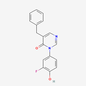 molecular formula C17H13FN2O2 B13884979 5-Benzyl-3-(3-fluoro-4-hydroxyphenyl)pyrimidin-4-one 