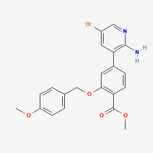 molecular formula C21H19BrN2O4 B13885056 Methyl 4-(2-amino-5-bromopyridin-3-yl)-2-[(4-methoxyphenyl)methoxy]benzoate 
