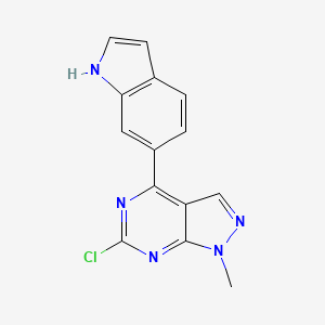 molecular formula C14H10ClN5 B13885198 6-chloro-4-(1H-indol-6-yl)-1-methylpyrazolo[3,4-d]pyrimidine 