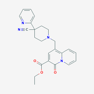 molecular formula C24H24N4O3 B13885215 Ethyl 1-[(4-cyano-4-pyridin-2-ylpiperidin-1-yl)methyl]-4-oxoquinolizine-3-carboxylate 