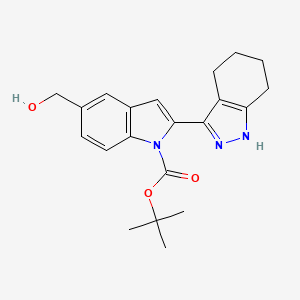 molecular formula C21H25N3O3 B13885393 tert-butyl 5-(hydroxymethyl)-2-(4,5,6,7-tetrahydro-1H-indazol-3-yl)indole-1-carboxylate 