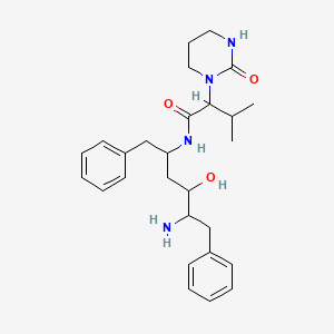 molecular formula C27H38N4O3 B13885533 N-(5-amino-4-hydroxy-1,6-diphenylhexan-2-yl)-3-methyl-2-(2-oxo-1,3-diazinan-1-yl)butanamide 