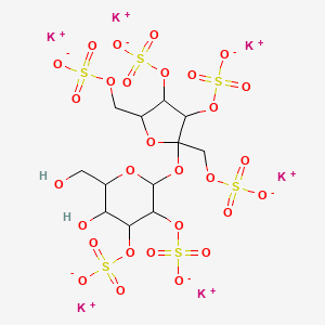 molecular formula C12H16K6O29S6 B13885597 hexapotassium;[2-[3,4-disulfonatooxy-2,5-bis(sulfonatooxymethyl)oxolan-2-yl]oxy-5-hydroxy-6-(hydroxymethyl)-3-sulfonatooxyoxan-4-yl] sulfate 