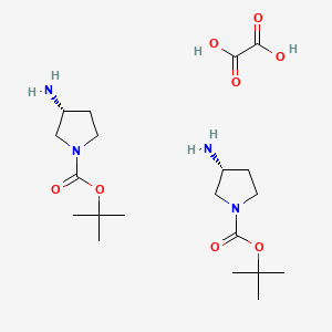 molecular formula C20H38N4O8 B13885635 tert-butyl (3R)-3-aminopyrrolidine-1-carboxylate;hemi(oxalic acid) 