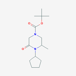 molecular formula C15H26N2O3 B13885682 Tert-butyl 4-cyclopentyl-3-methyl-5-oxopiperazine-1-carboxylate 