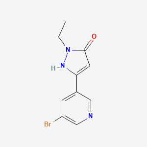 molecular formula C10H10BrN3O B13885714 5-(5-bromopyridin-3-yl)-2-ethyl-1H-pyrazol-3-one 