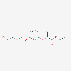 molecular formula C16H21BrO4 B13885736 Ethyl 7-(4-bromobutoxy)chromane-2-carboxylate 