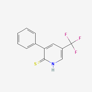 molecular formula C12H8F3NS B1388574 2-Mercapto-3-phenyl-5-(trifluoromethyl)pyridine CAS No. 1214336-19-2