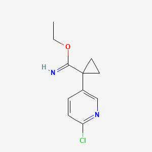 molecular formula C11H13ClN2O B13885743 Ethyl 1-(6-chloropyridin-3-yl)cyclopropane-1-carboximidate 