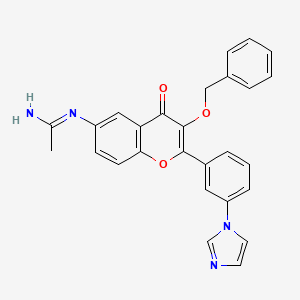 molecular formula C27H22N4O3 B13885768 N'-[2-(3-imidazol-1-ylphenyl)-4-oxo-3-phenylmethoxychromen-6-yl]ethanimidamide 