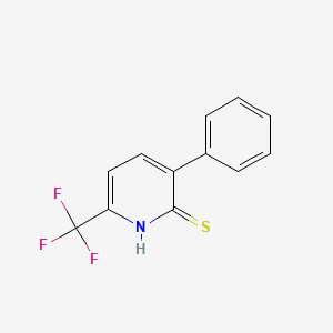 molecular formula C12H8F3NS B1388586 2-Mercapto-3-phenyl-6-(trifluoromethyl)pyridine CAS No. 1214353-84-0