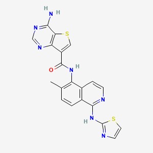 molecular formula C20H15N7OS2 B13885890 4-amino-N-[6-methyl-1-(1,3-thiazol-2-ylamino)isoquinolin-5-yl]thieno[3,2-d]pyrimidine-7-carboxamide 