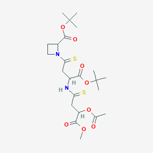 molecular formula C23H36N2O8S2 B13885956 Tert-butyl 1-[3-[(3-acetyloxy-4-methoxy-4-oxobutanethioyl)amino]-4-[(2-methylpropan-2-yl)oxy]-4-oxobutanethioyl]azetidine-2-carboxylate 