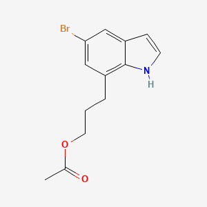 molecular formula C13H14BrNO2 B13886060 3-(5-Bromo-1H-indol-7-YL)propyl acetate 
