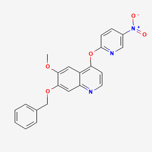 molecular formula C22H17N3O5 B13886077 7-(Benzyloxy)-6-methoxy-4-(5-nitropyridin-2-yloxy)quinoline 