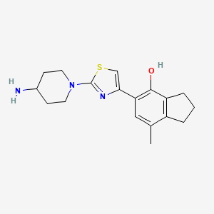 molecular formula C18H23N3OS B13886093 5-[2-(4-aminopiperidin-1-yl)-1,3-thiazol-4-yl]-7-methyl-2,3-dihydro-1H-inden-4-ol 