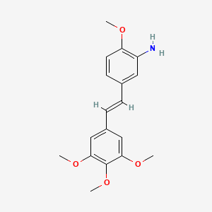 molecular formula C18H21NO4 B13886119 2-methoxy-5-[(E)-2-(3,4,5-trimethoxyphenyl)ethenyl]aniline 