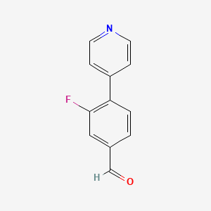 molecular formula C12H8FNO B1388615 3-Fluoro-4-(pyridin-4-yl)benzaldehyde CAS No. 1214347-97-3
