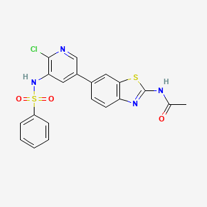 molecular formula C20H15ClN4O3S2 B13886162 N-[6-[5-(benzenesulfonamido)-6-chloropyridin-3-yl]-1,3-benzothiazol-2-yl]acetamide 