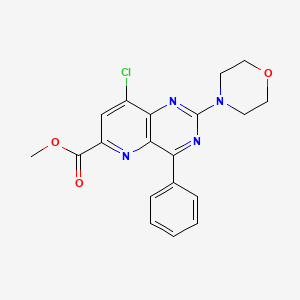 molecular formula C19H17ClN4O3 B13886218 Methyl 8-chloro-2-morpholin-4-yl-4-phenylpyrido[3,2-d]pyrimidine-6-carboxylate 