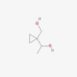 molecular formula C6H12O2 B13886220 1-[1-(Hydroxymethyl)cyclopropyl]ethanol 