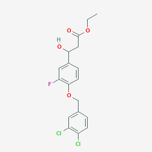molecular formula C18H17Cl2FO4 B13886251 Ethyl 3-[4-[(3,4-dichlorophenyl)methoxy]-3-fluorophenyl]-3-hydroxypropanoate 