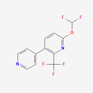molecular formula C12H7F5N2O B1388629 6-(Difluoromethoxy)-3-(pyridin-4-yl)-2-(trifluoromethyl)pyridine CAS No. 1214361-82-6