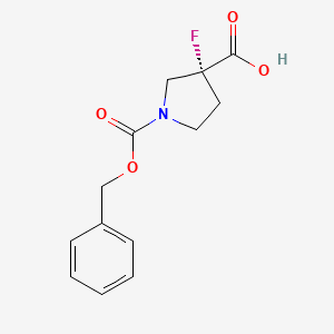 molecular formula C13H14FNO4 B13886329 (3R)-1-benzyloxycarbonyl-3-fluoro-pyrrolidine-3-carboxylic acid 