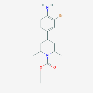 molecular formula C18H27BrN2O2 B13886356 Tert-butyl 4-(4-amino-3-bromophenyl)-2,6-dimethylpiperidine-1-carboxylate 