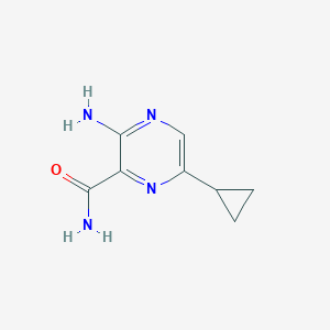 molecular formula C8H10N4O B13886535 3-Amino-6-cyclopropylpyrazine-2-carboxamide 