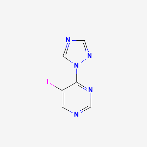 molecular formula C6H4IN5 B13886543 5-Iodo-4-(1,2,4-triazol-1-yl)pyrimidine 