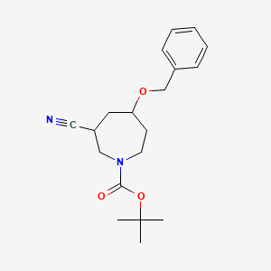 molecular formula C19H26N2O3 B13886627 Tert-butyl 5-benzyloxy-3-cyano-azepane-1-carboxylate 