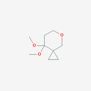molecular formula C9H16O3 B13886701 8,8-dimethoxy-5-Oxaspiro[2.5]octane 