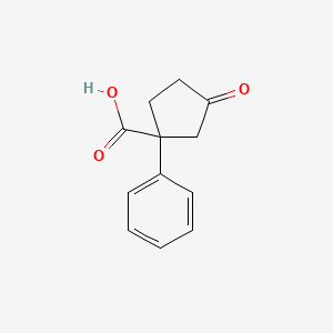 molecular formula C12H12O3 B13886739 3-Oxo-1-phenylcyclopentanecarboxylic acid 