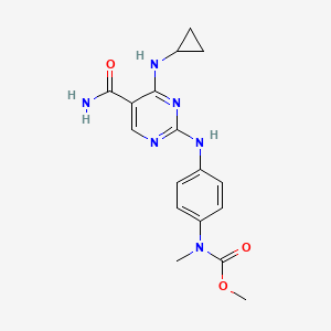 molecular formula C17H20N6O3 B13886814 methyl N-[4-[[5-carbamoyl-4-(cyclopropylamino)pyrimidin-2-yl]amino]phenyl]-N-methylcarbamate CAS No. 1198300-88-7