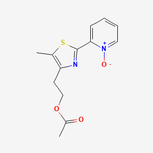 molecular formula C13H14N2O3S B13886882 2-[5-Methyl-2-(1-oxidopyridin-1-ium-2-yl)-1,3-thiazol-4-yl]ethyl acetate 