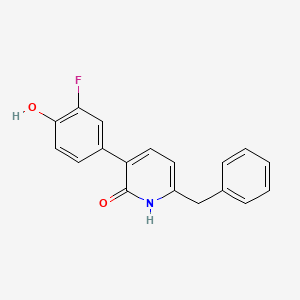 molecular formula C18H14FNO2 B13887061 6-benzyl-3-(3-fluoro-4-hydroxyphenyl)pyridin-2(1H)-one 